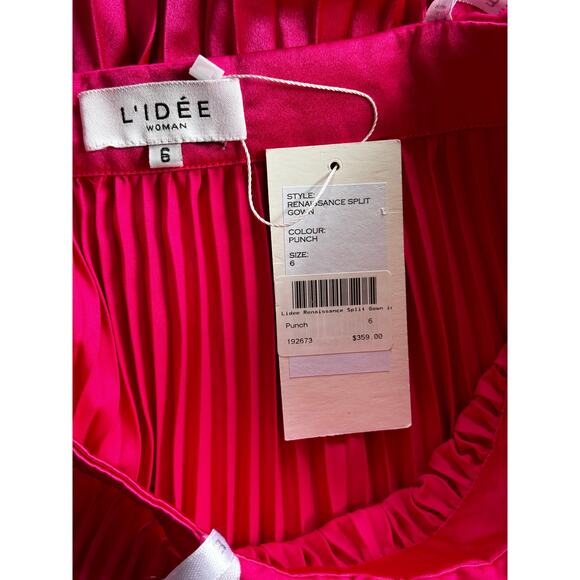 L'IDEE Renaissance Split Gown Maxi Dress Punch Pink NWT - Picture 12 of 15